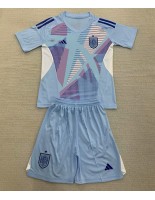 Španělsko Brankářské Domácí dres pro děti ME 2024 Krátký Rukáv (+ trenýrky)